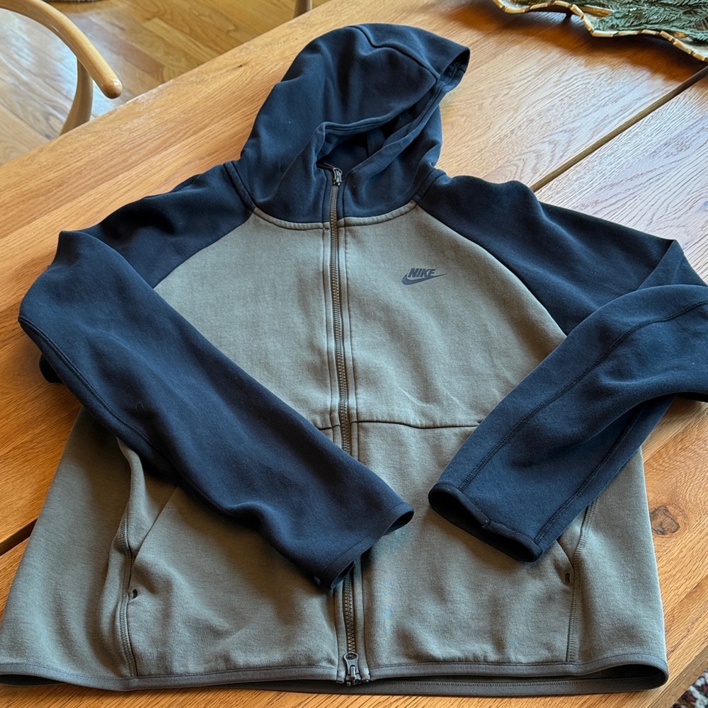 Nike Men's Zip Up Sweatshirt - Black and Green